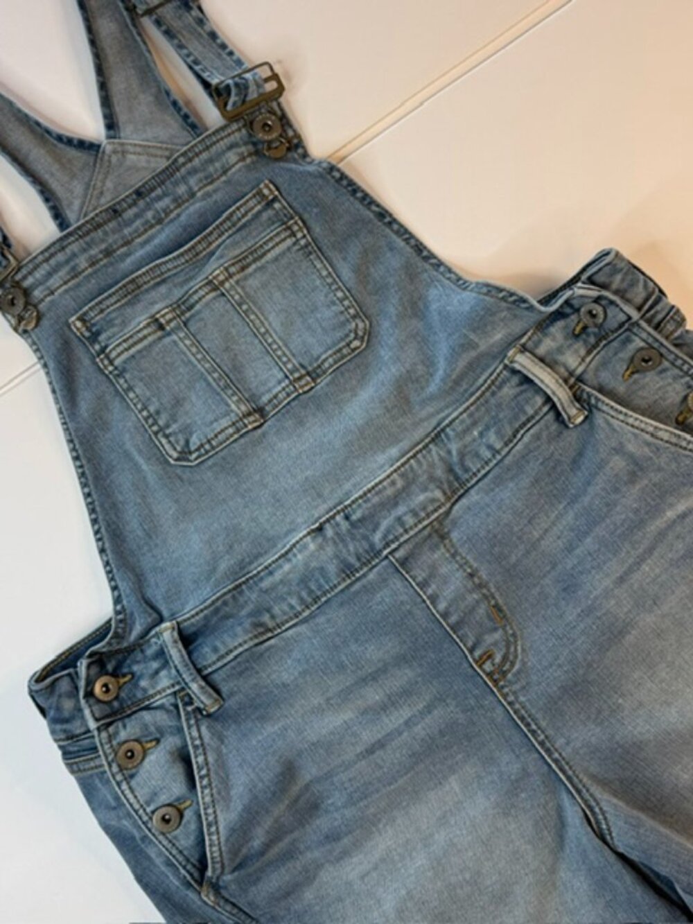 Light Blue Denim Women's Shorts Overalls